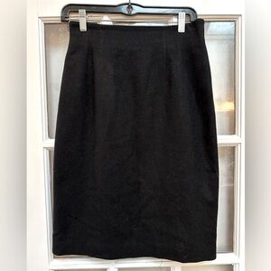 Vintage Norton McNaughton 100% Virgin Wool Black Pencil Skirt Size 6 Small S
